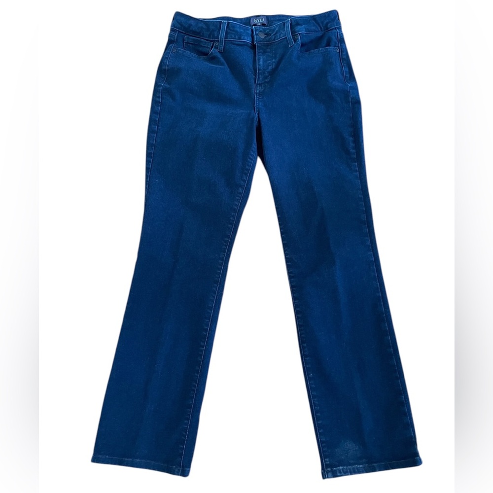 NYDJ MARILYN STRAIGHT LEG JEANS DARK NAVY WASH Size 10 Never Worn Like New - Picture 2 of 14